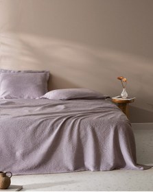 Resim Madame Coco Esther Çift Kişilik %100 Pamuk Yatak Örtüsü - Açık Mürdüm Çok Renkli 