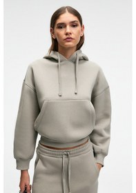 Resim Grimelange Selene Kadın Kapüşonlu Kangru Cepli Regular Fit Açık Gri Sweatshirt Açık Gri 