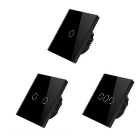 Resim 1/2/3 Gruplu Akıllı Dokunmatik Anahtar, Siyah 86 Tip Cam Panel Duvara Montajlı LED Göstergeli Işık, Çizilmeye Karşı Dayanıklı, Ev, Ofis ve Otel İçin Uygun (Standart EU/UK Boyutu). Zarif Tasarım, Ev Aydınlatma Anahtarı, Honor Ekran Koruyucu 