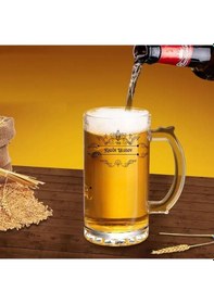 Resim Kişiye Özel İsim Yazılı Cam Bira Bardağı Özel Tasarım Kulplu Bira Kupası Renkli 