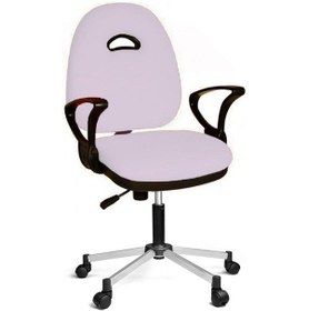 Resim Türksit Kozmo Yönetici Çalışma Koltuğu Metalik Gri Boyalı Ayak Beyaz Beyaz 