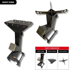 Resim Meaty Cheesy Çok Fonksiyonlu Izgaralı Roket Pelet Sobası ve Odun Sobası - Rocket Grill 
