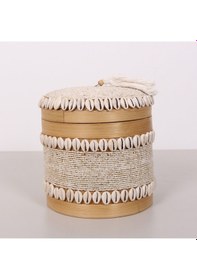 Resim Bali Boncuklu Bambu Saklama Kutusu L 20x23 Cm 