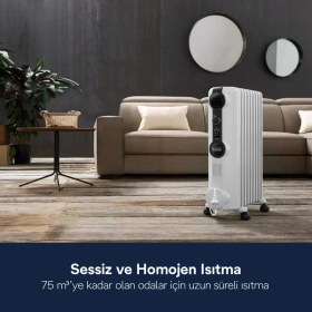 Resim DeLonghi Radia S 2000 W Güçlü 9 Dilim Radyatör Devrilme Emniyeti ile Beyaz Tasarım TRRS0920 