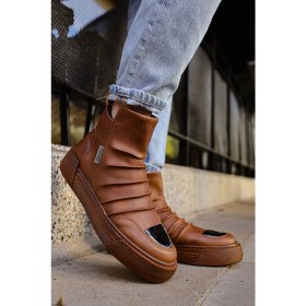 Resim pabucmarketi Fermuarlı Erkek Düz Bot Taba 