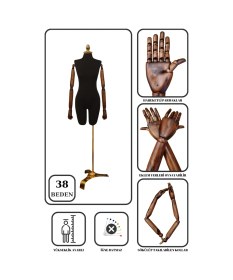 Resim 38 Beden Gold Ayaklı Pantolon Giyebilen Terzi Mankeni Vitrin Mankeni Prova Mankeni 0006 