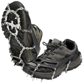 Resim Buzda Kaymayı Önleyen 18 Dişli Xl Boy Ayak Kramponu - Kar, Çamur Ve Islak Zeminler İçin Siyah Siyah 