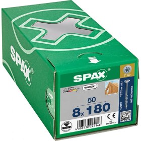 Resim Spax Ahşap Konstrüksiyon Vidası 8 x 180 Mm 50 Adet Yarım Dişli Havşa Başlı Wırox Kaplama 