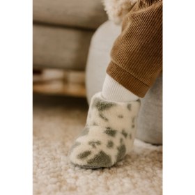 Resim Çocuk ve Bebek Wellsoft Ev Botu, Inek Desenli Panduf, Kışlık Peluş Patik Bot 