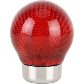 Resim Wondernest Araba Karbon Fiber Desenli Yuvarlak Vites Topuzu Kırmızı Modifiye Vites Kafası Kırmızı 