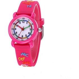 Resim Yunboo Küçük Çocuklar İçin 3d Kartoon Desenli Su Geçirmez Kaya Saat, İngilizce Harf Tasarımı, Pembe Silikon Kasa, Okul Çocukları İçin Moda Aksesuarı Siyah 