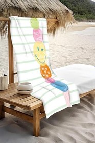 Resim Dijital Baskı Plaj Deniz Havlusu Emoji Desenli Peştamal HVL0202 