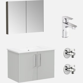Resim VitrA Ora İnci Gri Aynalı 80cm Takım Banyo Dolabı 