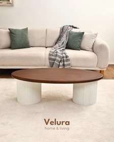 Resim Zag Orta Sehpa - Ceviz Tabla & Beyaz Ayak 