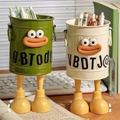 Resim 3 Parça Karikatür Kişilik Kalemlik Seti, Basit Vintage Ofis Depolama Kovası, Ev ve Çalışma Organizasyonu İçin İdeal Hediye 
