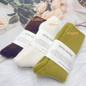 Resim 3 Çift Kadın Merino Yün Karışımı Çorap - Kahverengi, Beyaz ve Zencefil Renklerde Ultra-Yumuşak Orta-Bacak Sıcak Çoraplar, Soğuk Hava İçin Katı Renk Kış Çorapları, Rahat Çoraplar, Elde Yıkanabilir 