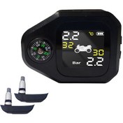 Resim Xiyyadms Kablosuz 2'li Dahili Sensörlü Motosiklet Lastik Basınç İzleme Sistemi - Su Geçirmez Lcd Ekranlı Tpms 