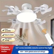 Resim LED Akıllı Tavan Vantilatörü - Uzaktan Kumandalı, E27/E26 Soketli, Ayarlanabilir Parlaklık, 3 Hız, Enerji Tasarruflu ve Sessiz ABS Malzeme | Modern Oturma Odası ve Yemek Odası Tavan Aydınlatması | Şık Tavan Tasarım | Ayarlanabilir Fan Hızı 