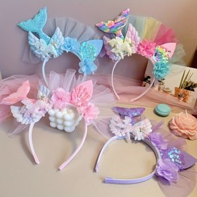 Resim Kızlar için Parıldayan Denizkızı Kuyruğu Taç, Pullu Kabuk & Çiçekli File - Partiler, Sahne Performansları & Fotoğraf Aksesuarları için Mükemmel 