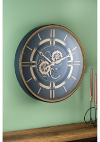 Resim Acar Çizgi Detay Siyah Gold Detay Çarklı Metal Duvar Saati 59 Cm 0425 Siyah 