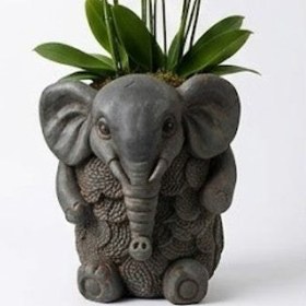Resim Elephant Planter Vase, Decorative Flower Pot, Polyester Elephant Sculpture, Animal Decor - Object-8 
