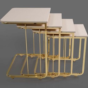 Resim Veys Sehpa Tekerlekli Gold 4 Lü Zigon Sehpa - - Yan Sehpa 