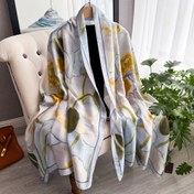 Resim 1 adet Bohem Style Polyester Şal, 180x65cm, Ayçiçeği Yağı Boyama Baskısı, Şık Yumuşak İpeksi Plaj Şal, Nefes Alabilir Rüzgar Geçirmez Dekoratif Aksesuar, Yalnızca El Yıkama / Kuru Temizleme 