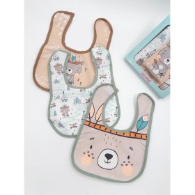 Resim Karamila 3'lü Set Bebek Mama Önlüğü Desenli Sıvı Geçirmez 