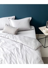 Resim Madame Coco Elicia Çift Kişilik %100 Pamuk Çizgili Saten Nevresim Takımı - Açık Gri 8684427187302 Gri 