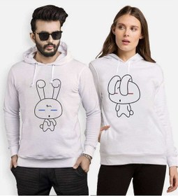 Resim Tshirthane Sevimli Tavşan Sevgili Kombinleri Kapüşonlu Kombini 