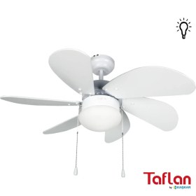 Resim Kaşkar Aydınlatmalı 6 Kanatlı Tavan Vantilatörü 55W Beyaz L36009 