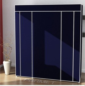 Resim Arvenlive Çelik Profilli Lacivert Renk Bez Dolap, Kumaş Gardırop 