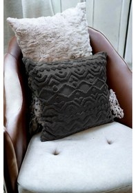 Resim Bohem 4'lü Dekoratif Yastık Kılıfı Kırlent Kılıfı 43x43 Cm Antrasit Geometrik Gri 