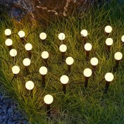 Resim Güneş Enerjili LED Zemin Işıkları: 20 Beyaz Küre Işık, 6.75metre, Plastik Malzeme, Switch Kontrol, Sökülebilir Klipler, Avlular, Bahçeler ve Çimler için Uygun 