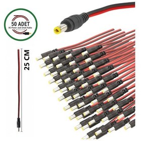 Resim 50 Adet Dc Power Jack Kablosu 25 Cm Düz Erkek Çoklu Set Kamera Modem Led Adaptör Güç Bağlantı Kablosu 
