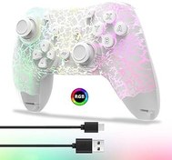 Resim DYONDER Switch Controller, Wireless Switch Pro Controller for Switch/Switch Lite/Switch OLED, Wireless Gamepad for PC/iOS/Android with RGB/Programmable/Motion Control/Vibration/Turbo/Wakeup(White) 