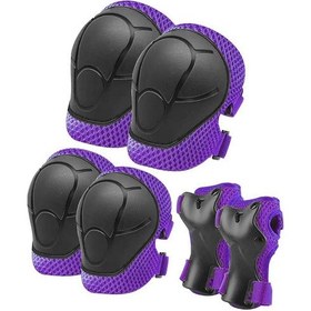 Resim Foland Dizlik Dirseklik Koruma Seti Bisiklet Paten Kaykay Mor 