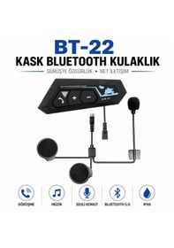Resim Bt-22 Kask Bluetooth Kulaklık 5.0 Motosiklet Intercom, Mikrofonlu, Ip67 Su Geçirmez, Sesli Komut Destekli 