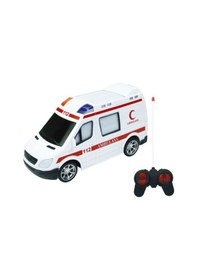 Resim Uzaktan Kumandalı Ambulans Full Fonksiyonlu Işıklı Oyuncak Araba 20 Cm - Eğitici 112 Acil Servis Çok Renkli 