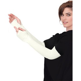 Resim Sonbaharmoda Parmak Geçmeli Penye Esnek Likralı Kolluk 1 Çift Ekru Unisex Ekru 