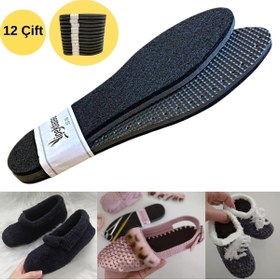 Resim ipekbazaar 12 Çift Siyah Yün Keçe Panduf Patik Tabanı Hobi Örgü Taban 
