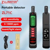 Resim ZLLJMETER Taşınabilir Yanıcı Sızıntı Dedektörü - USB Şarj Edilebilir, 0-10000PPM, Ses & Işık Alarmı, Siyah 