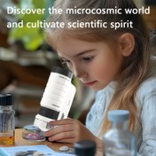 Resim Çocuklar için 3'ü 1 Arada Taşınabilir Mikroskop - 200X Optik Büyütme, İlkokul ve Ortaokul Öğrencileri için Eğitici Biyoloji Oyuncağı - Mavi/Sarı/Siyah 