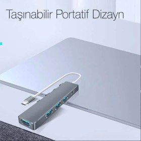 Resim Ally 5 In 1 Type C Dönüştürücü 4 USB Portlu Adaptör Hub Çoklayıcı AL-34942 
