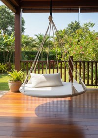 Resim Svava Phuket Yastıklı Ev Tipi Ve Dış Mekan Hamak 130 Cm Çap - Bahçe, Balkon Hamak Salıncak Beyaz 