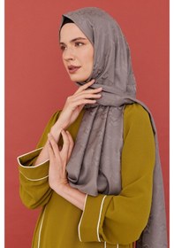 Resim Mirsoy Scarf Mc Desen Parlak Jakar Şal - Koyu Gri Koyu Gri 
