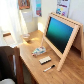 Resim Drn Kids Ve Eğitim Küçük Boy Masa Üstü Yazı Tahtası 15 Renkli Tebeşir , Silgi Ve Kalem Ahşap 
