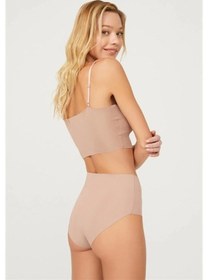 Resim Cottonhill Yüksek Bel Basic Lazer Kesim Kadın Bikini Külot-kahverengi Kahverengi 