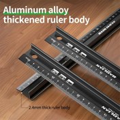 Resim 1 Adet Alüminyum Alaşımlı Düz Kenarlı Cetvel - Yüksek Hassasiyetli, Dayanıklı ve Çizilmeye Karşı Dirençli, Kaymaz Tutuşlu, 8"/12"/18" (20cm/30cm/45cm) - Ofis, Mühendislik, DIY Projeleri için Endüstriyel Ölçüm Aracı | Profesyonel Cetvel | Sağlam Tasarım 