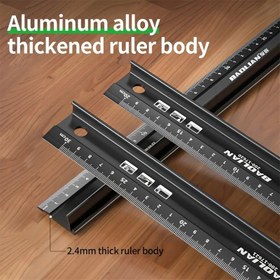 Resim 1 Adet Alüminyum Alaşımlı Düz Kenarlı Cetvel - Yüksek Hassasiyetli, Dayanıklı ve Çizilmeye Karşı Dirençli, Kaymaz Tutuşlu, 8"/12"/18" (20cm/30cm/45cm) - Ofis, Mühendislik, DIY Projeleri için Endüstriyel Ölçüm Aracı | Profesyonel Cetvel | Sağlam Tasarım 